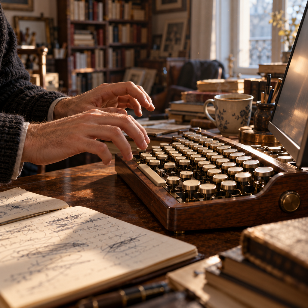 Clavier mécanique dans un bureau d’écrivain